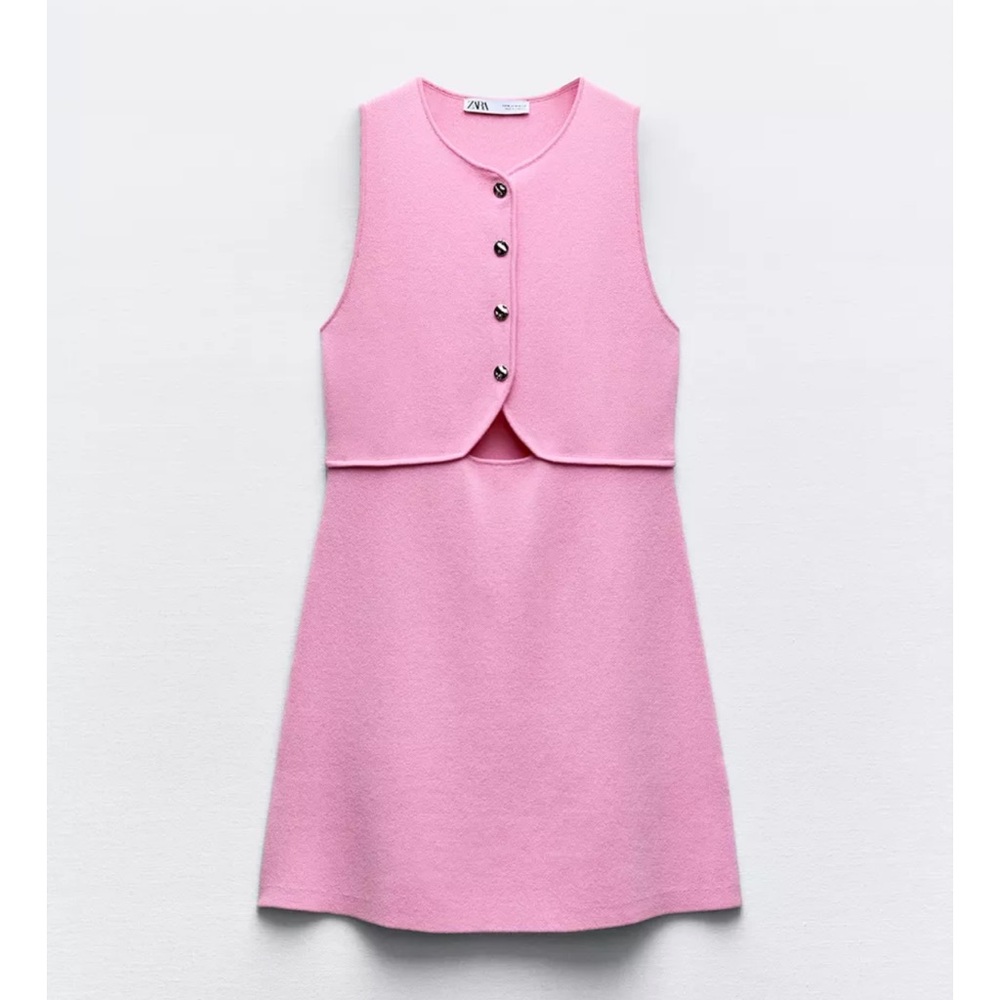Zara pink cut out knit mini dress
